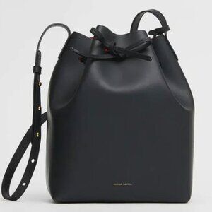 Large Mansur Gavriel Large Black Bucket Bag, Red Interior